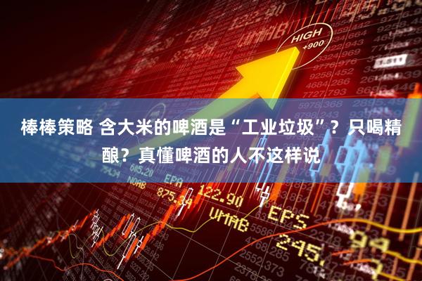 棒棒策略 含大米的啤酒是“工业垃圾”？只喝精酿？真懂啤酒的人不这样说